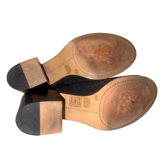 Vince Camuto Womens Sz 10.5M Black Suede Lavette Perforated Peep Toe Pumps Boots - Picture 9 of 9